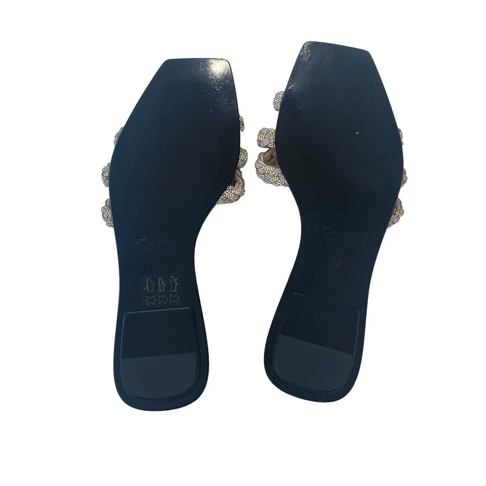 NEW! Santoni Swarovski Foster Crystal Triple Band Slide Sandal 37 - Picture 2 of 10